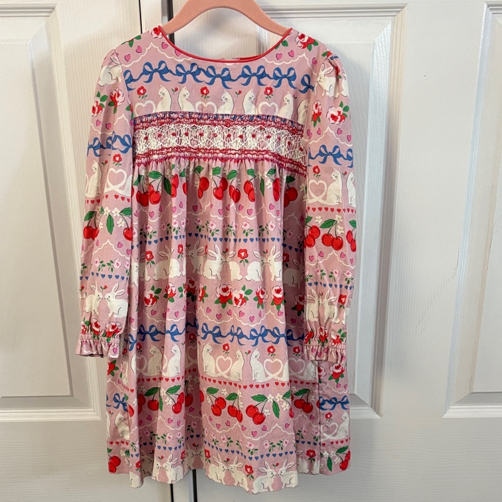 Mini Boden Pink and Red Patterned Kids Dress